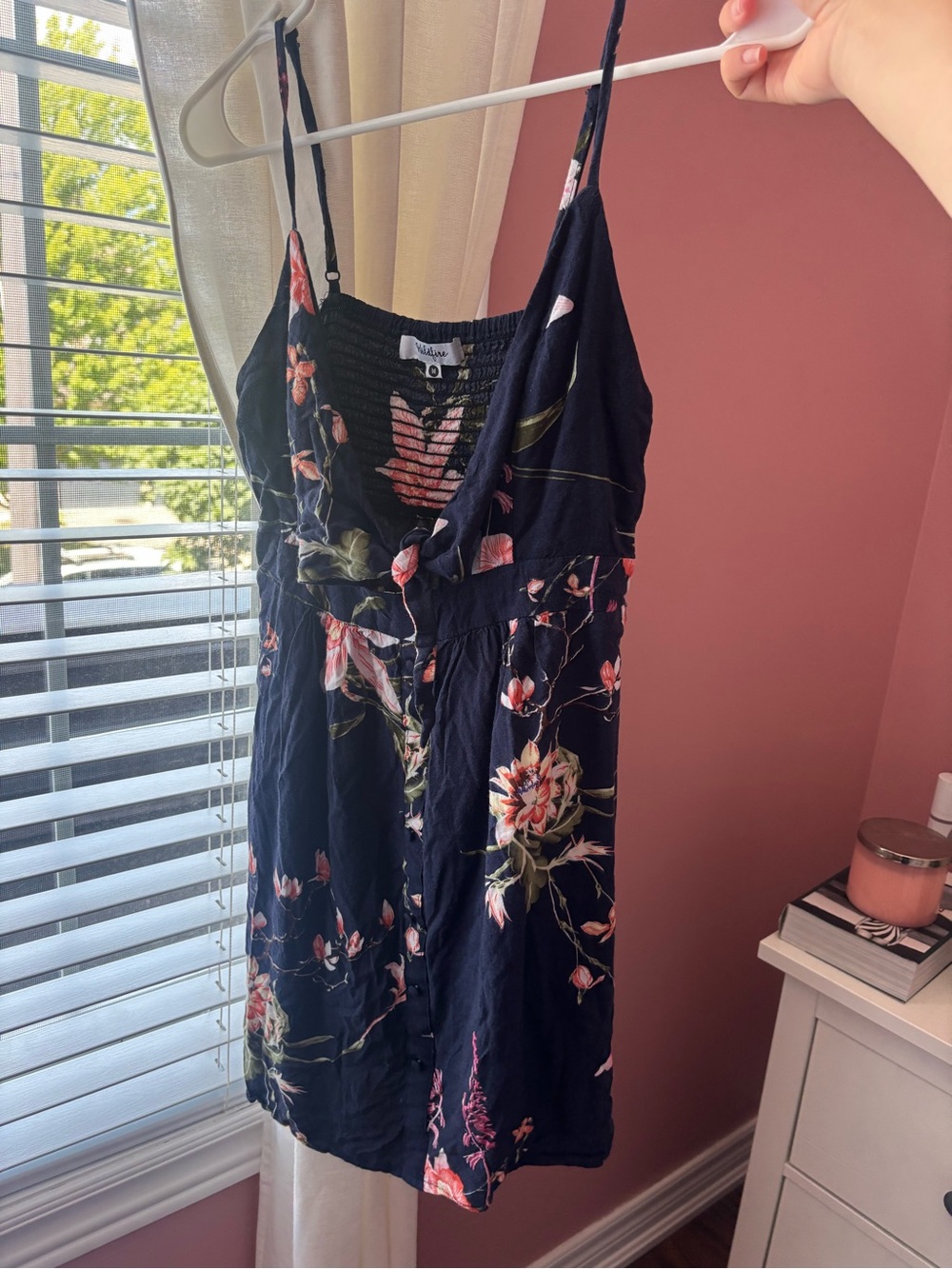 Navy Floral tie-Front Sundress